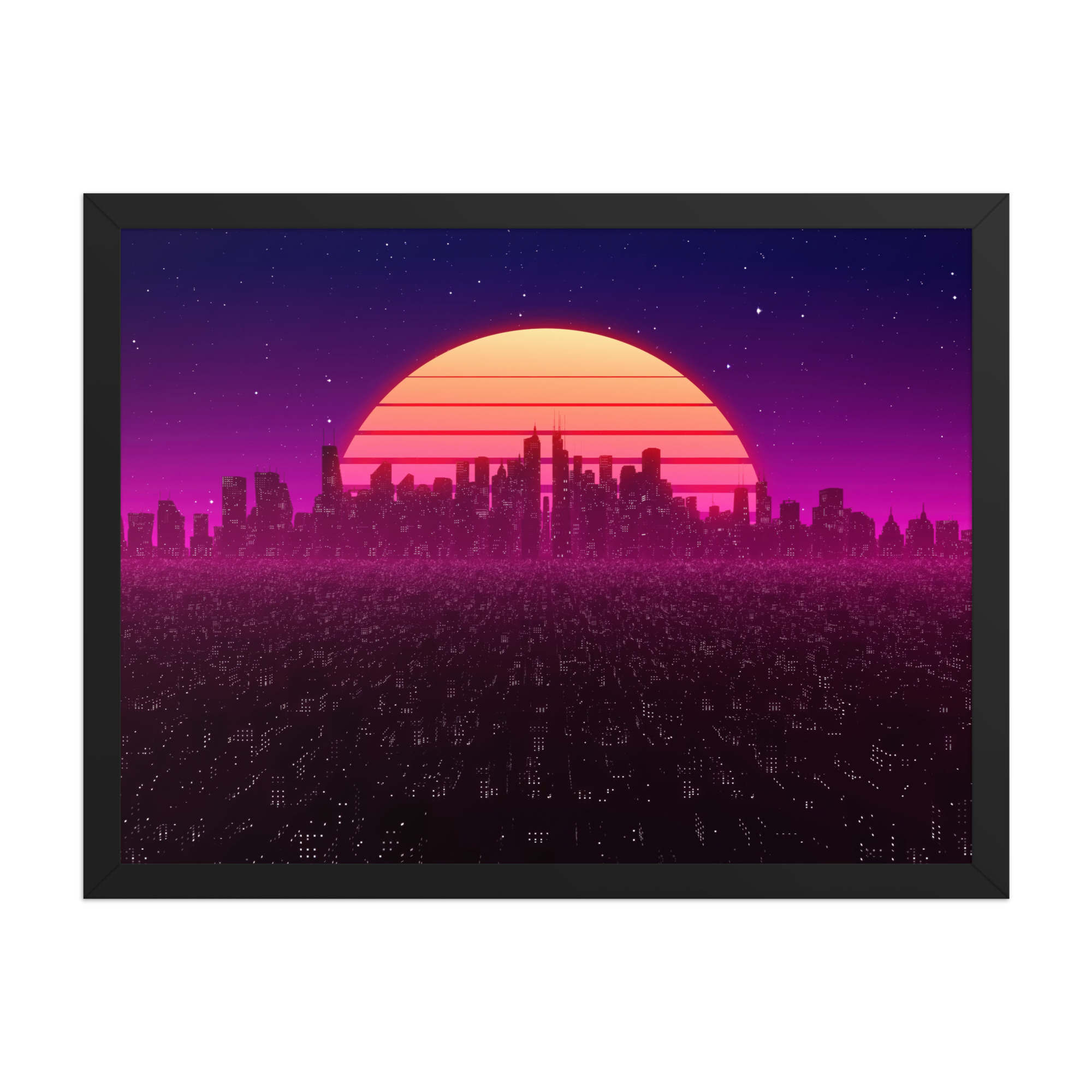 Synthwave City | Matte Black Frame
