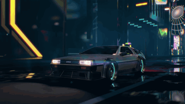 Cyberpunk DeLorean Night City