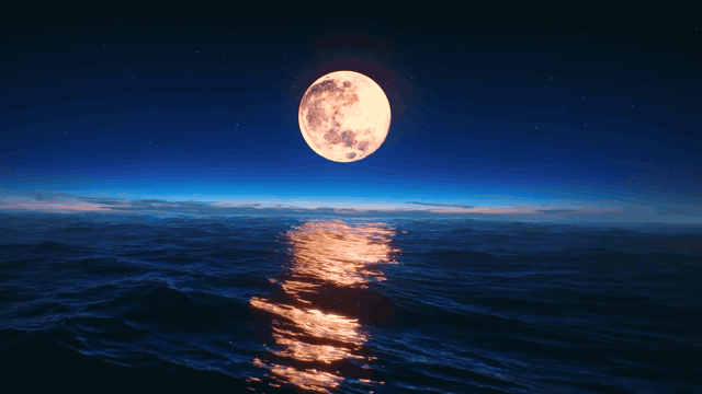 Moon Set Over The Ocean
